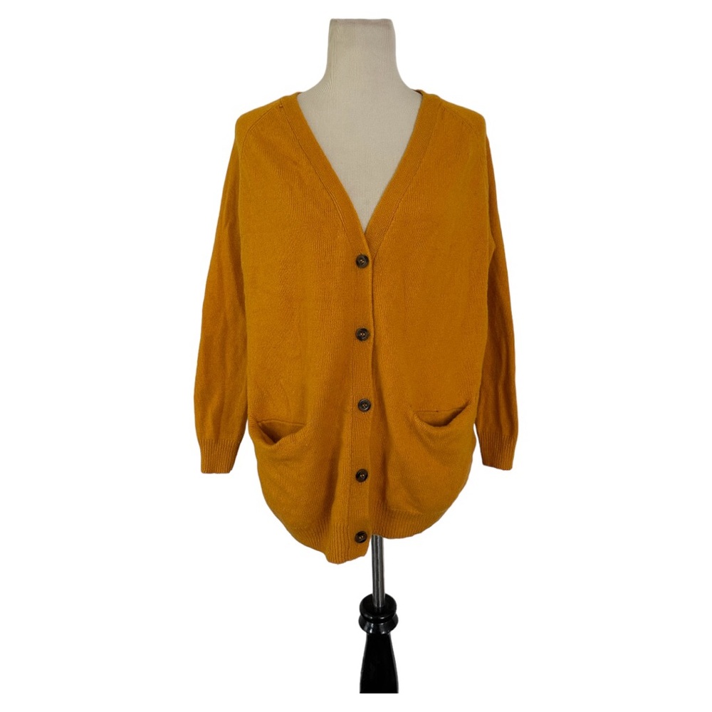 Cavalini sweater collection mustard cardigan wool blend size medium